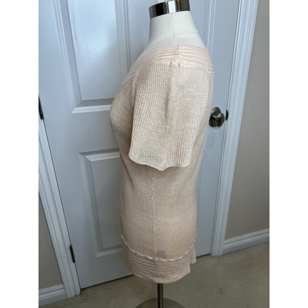 Lauren Ralph Lauren Linen crochet Knit Peach Top  XL Short Sleeve Costal 90's - Picture 5 of 9